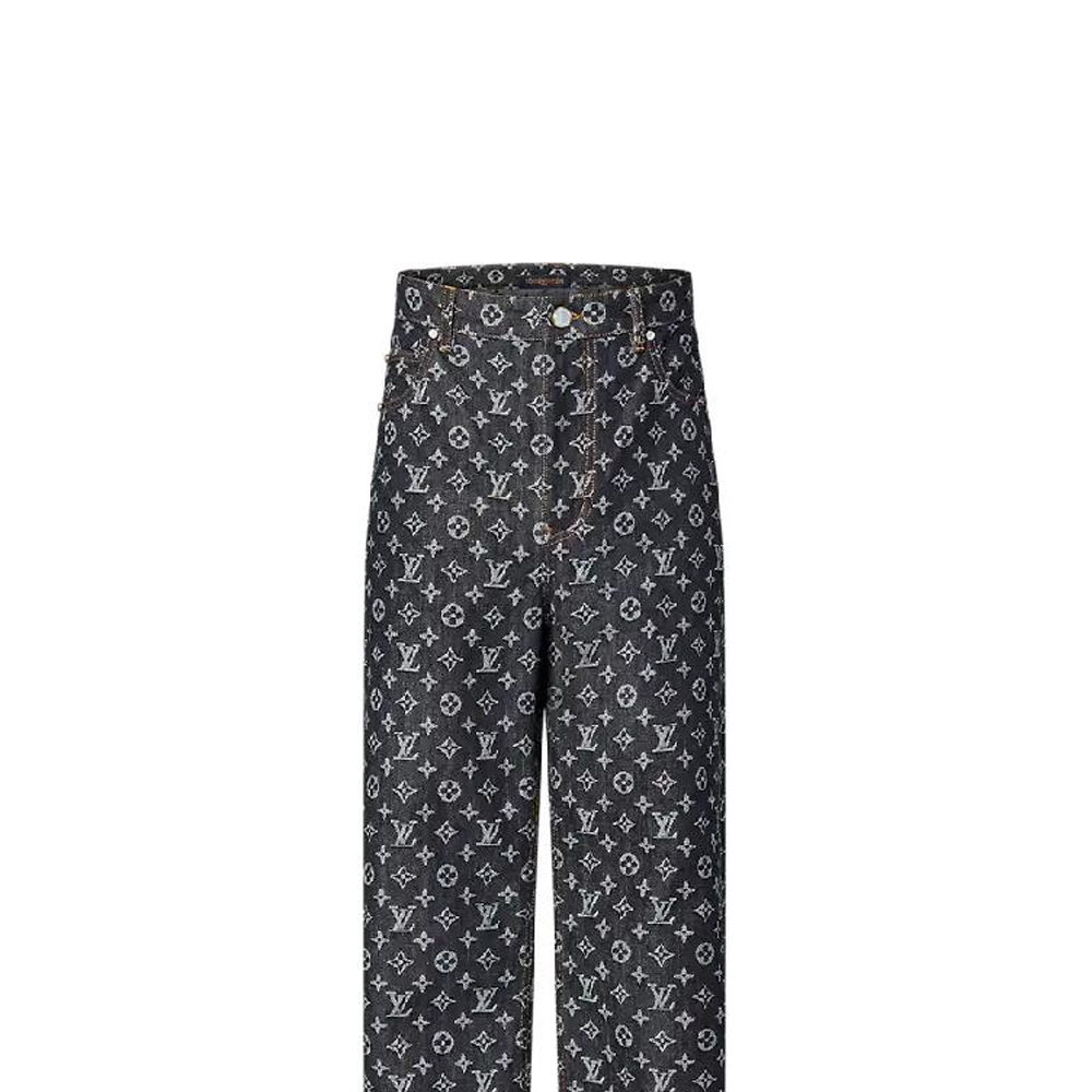 Sizing 루이비통 x 팀버랜드 SS24 로고 스트레이트 레그 데님 진 블랙 1AFX30