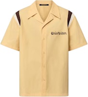 LOUIS VUITTON x Tyler Button-Up Short Sleeve Shirt Yellow Logo Print 1AFQ14 LOUIS VUITTON x Tyler Button-Up Short Sleeve Shirt Yellow Logo Print 1AFQ14