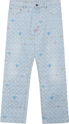 루이비통 x 타일러 FW24 로고 프린트 버튼 진 포켓 데님 청바지 블루 남성용. 1AFPV5 Buy 루이비통 x 타일러 FW24 로고 프린트 버튼 진 포켓 데님 청바지 블루 남성용. 1AFPV5