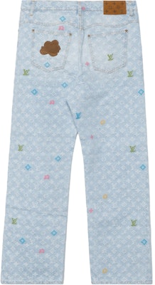 루이비통 x 타일러 FW24 로고 프린트 버튼 진 포켓 데님 청바지 블루 남성용. 1AFPV5 Lookbook 루이비통 x 타일러 FW24 로고 프린트 버튼 진 포켓 데님 청바지 블루 남성용. 1AFPV5