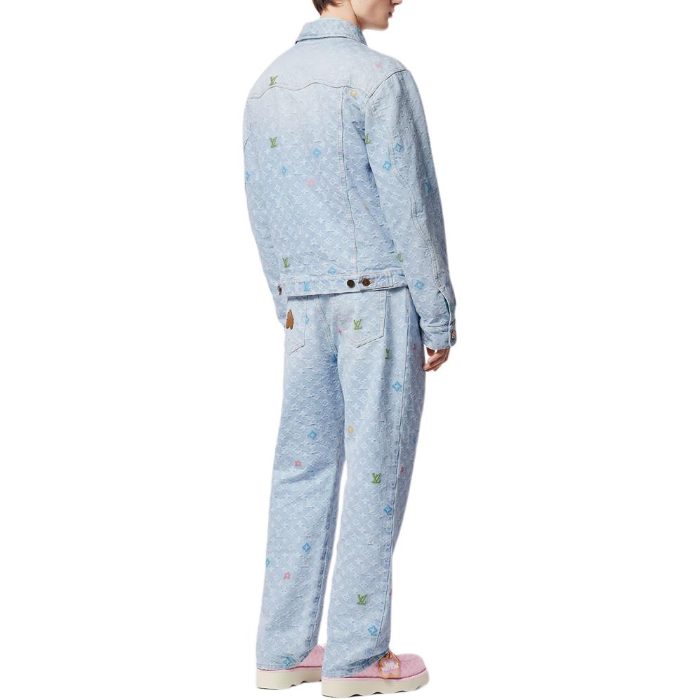 Purchase 루이비통 x 타일러 FW24 로고 프린트 버튼 진 포켓 데님 청바지 블루 남성용. 1AFPV5