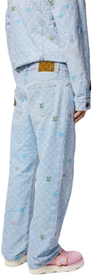 루이비통 x 타일러 FW24 로고 프린트 버튼 진 포켓 데님 청바지 블루 남성용. 1AFPV5 Details for 루이비통 x 타일러 FW24 로고 프린트 버튼 진 포켓 데님 청바지 블루 남성용. 1AFPV5