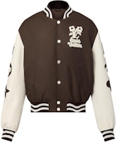 LOUIS VUITTON x Tyler Logo Brown Varsity Baseball Jacket Mens Long Sleeve 1AFPWT LOUIS VUITTON x Tyler Logo Brown Varsity Baseball Jacket Mens Long Sleeve 1AFPWT