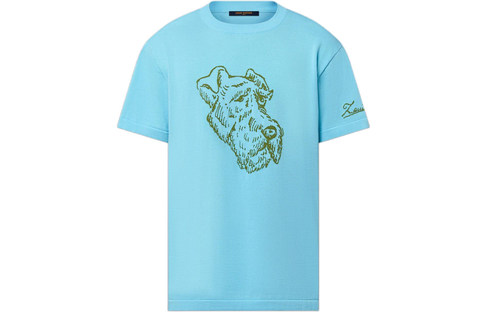 LOUIS VUITTON Tyler Logo Embroidered Blue Crewneck T-Shirt Mens. 1AFPY2 圖 2