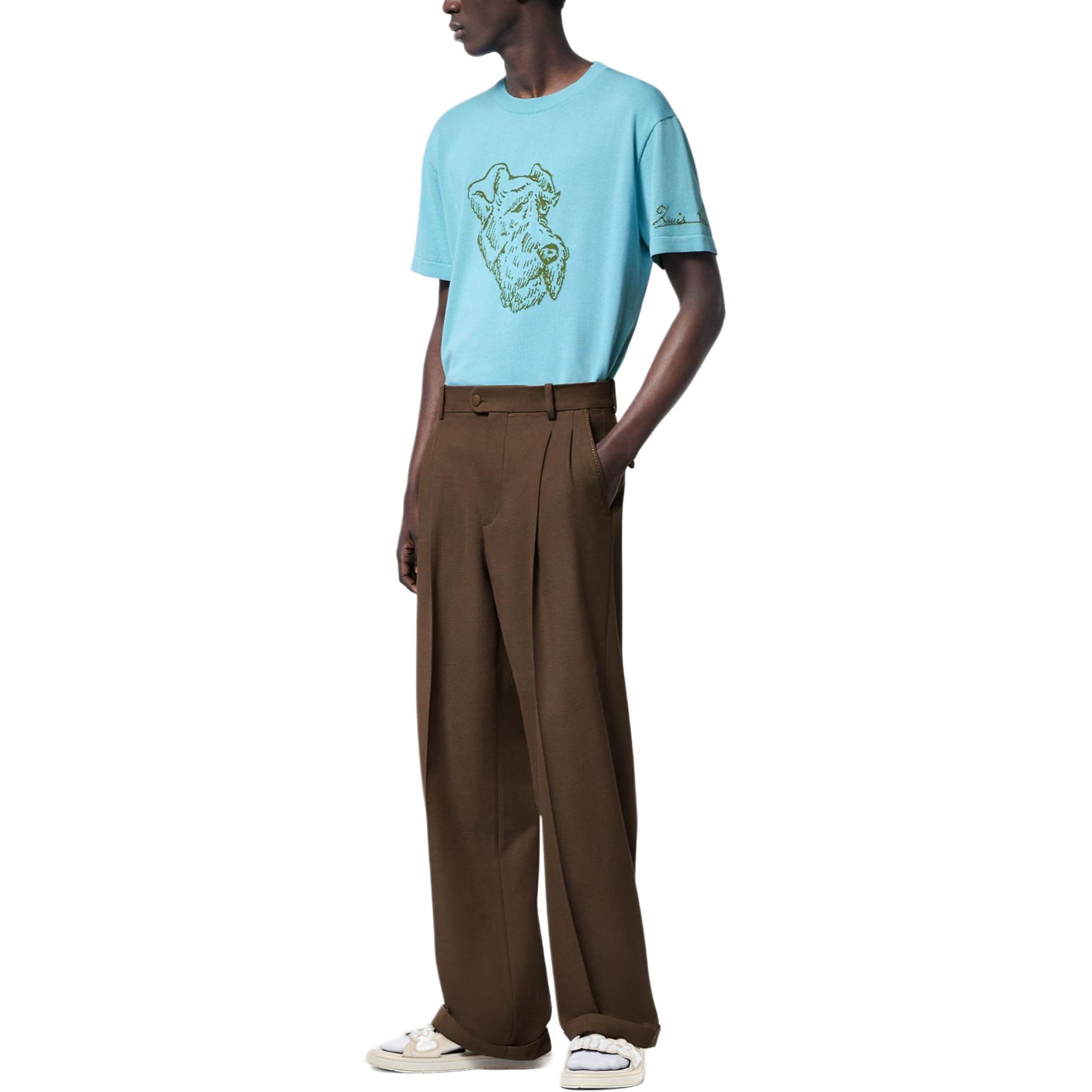 LOUIS VUITTON Tyler Logo Embroidered Blue Crewneck T-Shirt Mens. 1AFPY2 圖 3