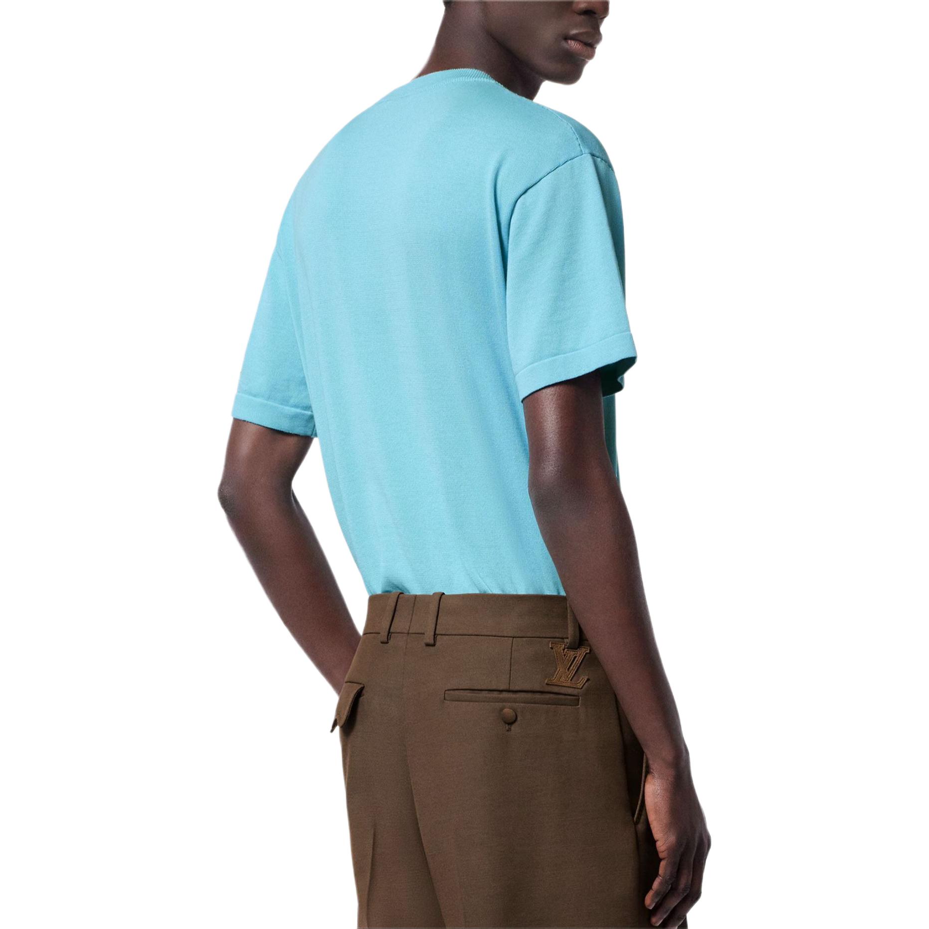 LOUIS VUITTON Tyler Logo Embroidered Blue Crewneck T-Shirt Mens. 1AFPY2 圖 6