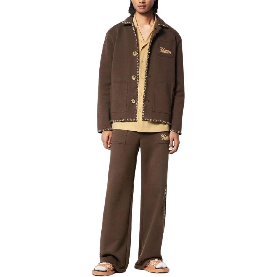 LOUIS VUITTON Tyler SS24 Chocolate Brown Embroidered Casual Jacket Mens 1AFQ33 圖 4