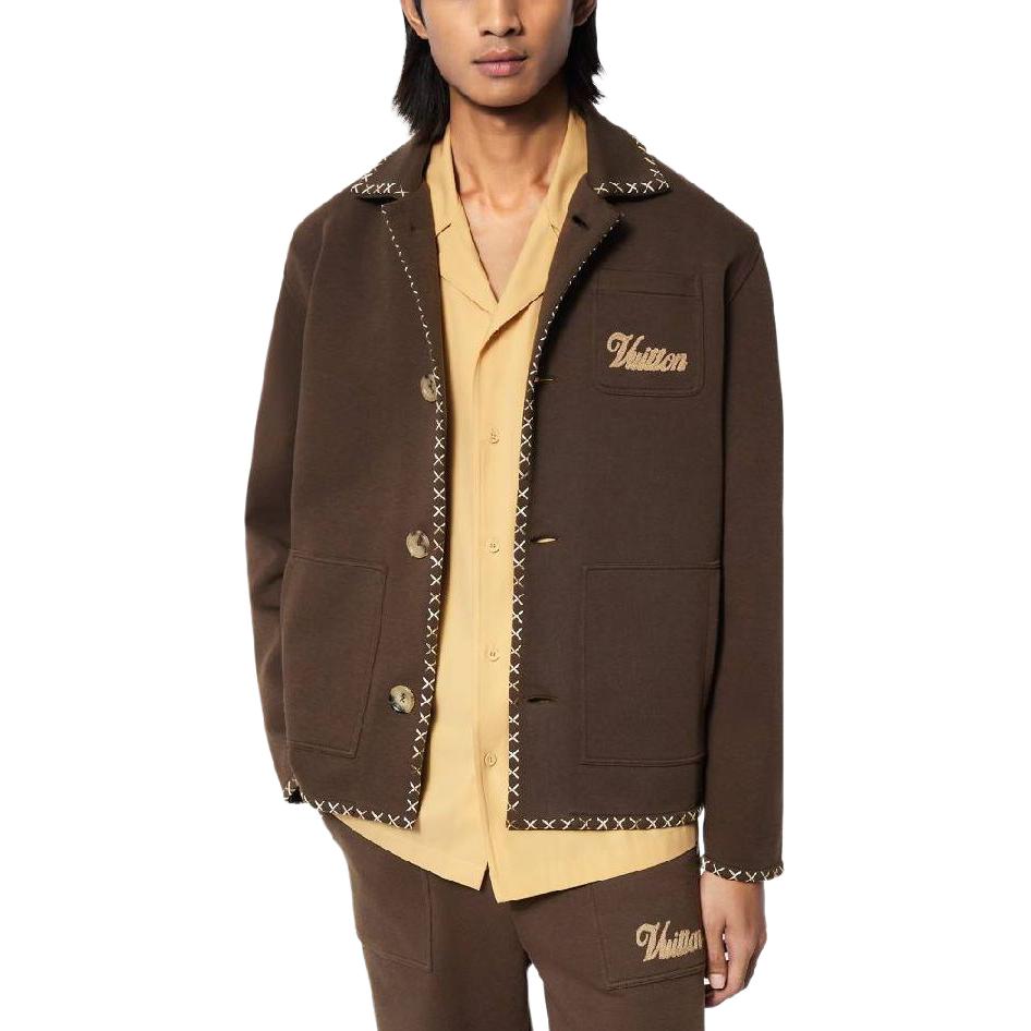 LOUIS VUITTON Tyler SS24 Chocolate Brown Embroidered Casual Jacket Mens 1AFQ33 圖 5