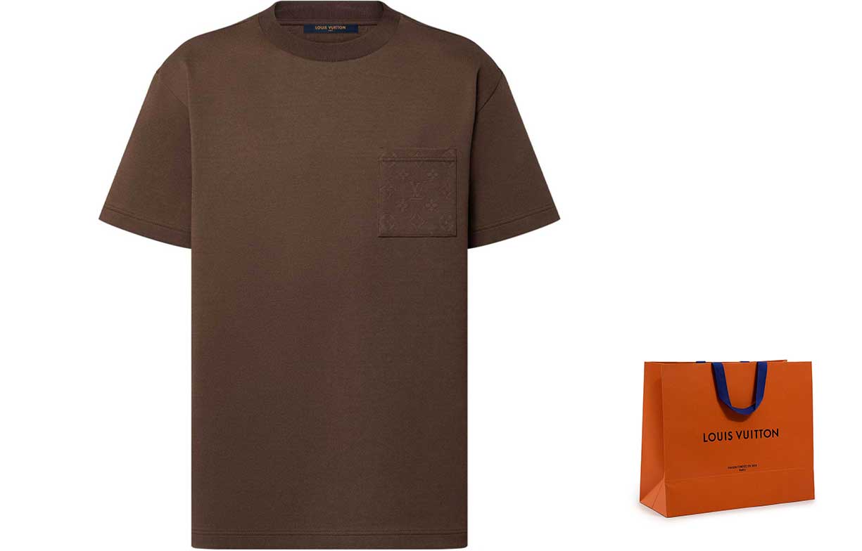 Lookbook 路易威登 x Tyler SS24 压纹标志巧克力棕色口袋短袖T恤 1AFPT6