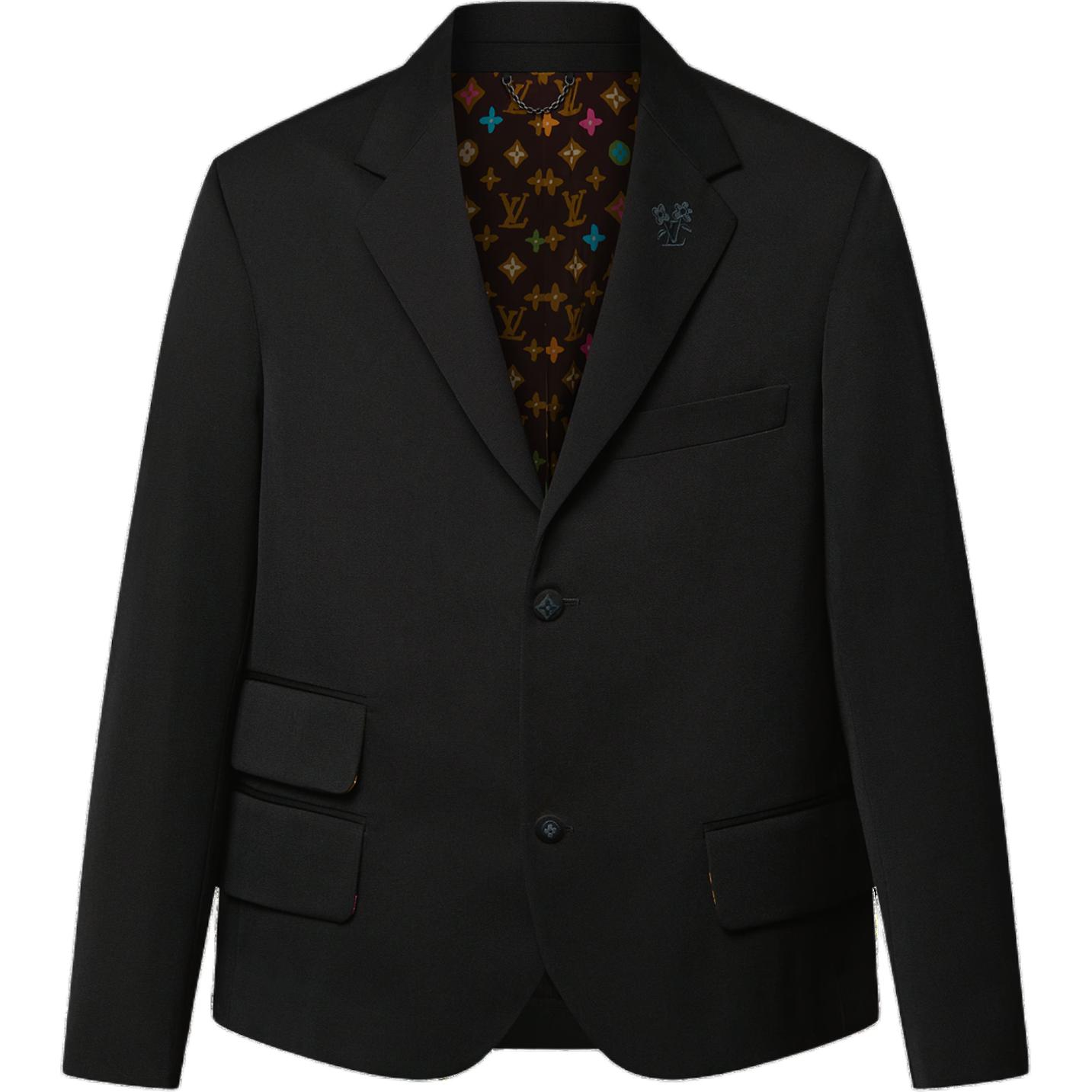 LOUIS VUITTON x Tyler SS24 Embroidered Logo Long Sleeve Blazer Black 1AFRD1