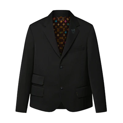 LOUIS VUITTON Tyler SS24 Embroidered Logo Long Sleeve Blazer Black 1AFRD1