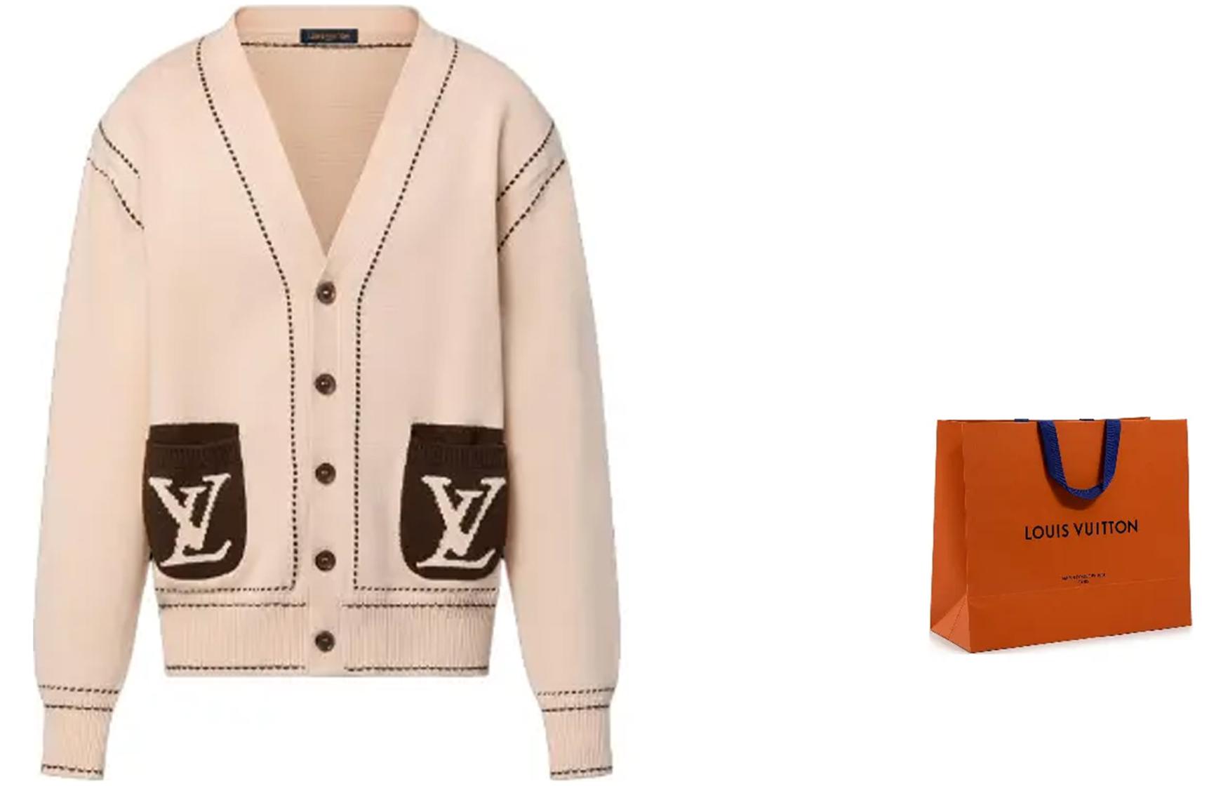 Lookbook 路易威登 x Tyler SS24 男士奶油色Logo V領針織開衫 1AFPXW