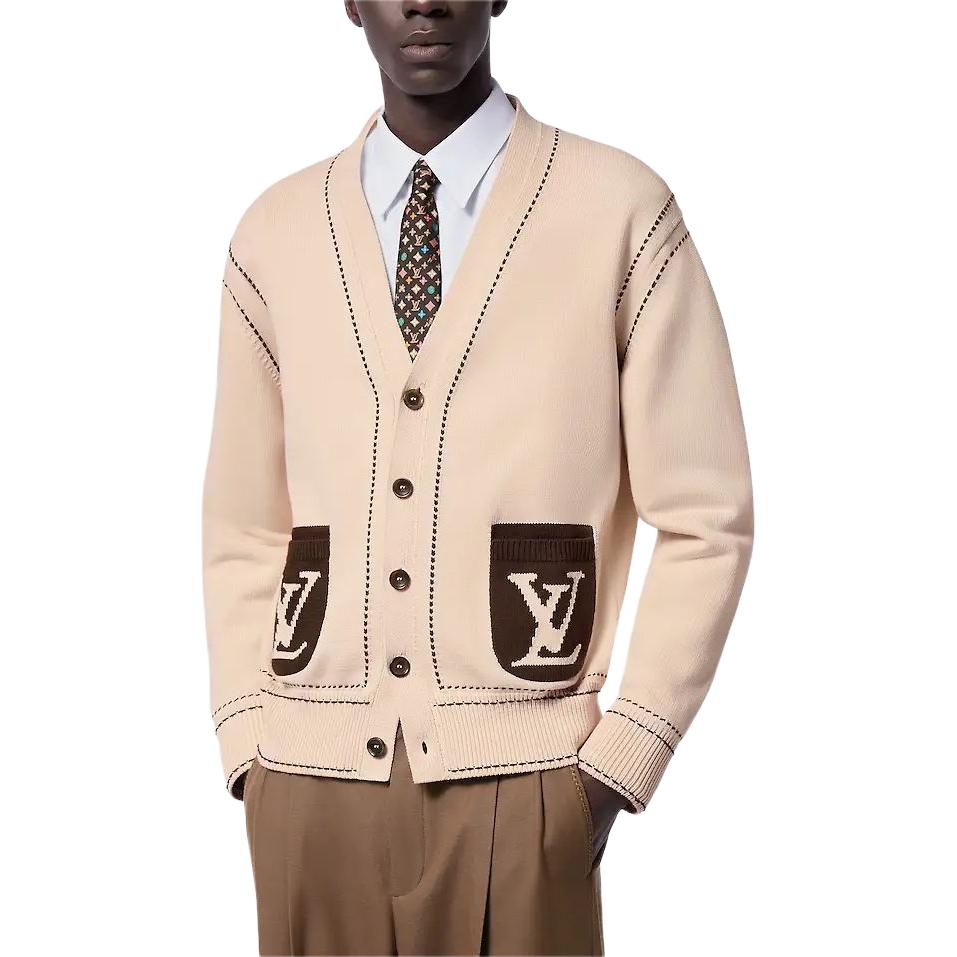 Purchase 路易威登 x Tyler SS24 男士奶油色Logo V領針織開衫 1AFPXW