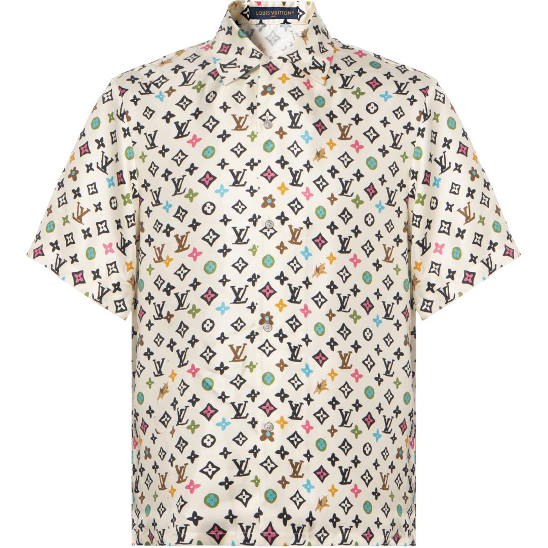 LOUIS VUITTON x Tyler SS24 Monogram Print Loose Short Sleeve Shirt Beige Mens. 1AFQ26