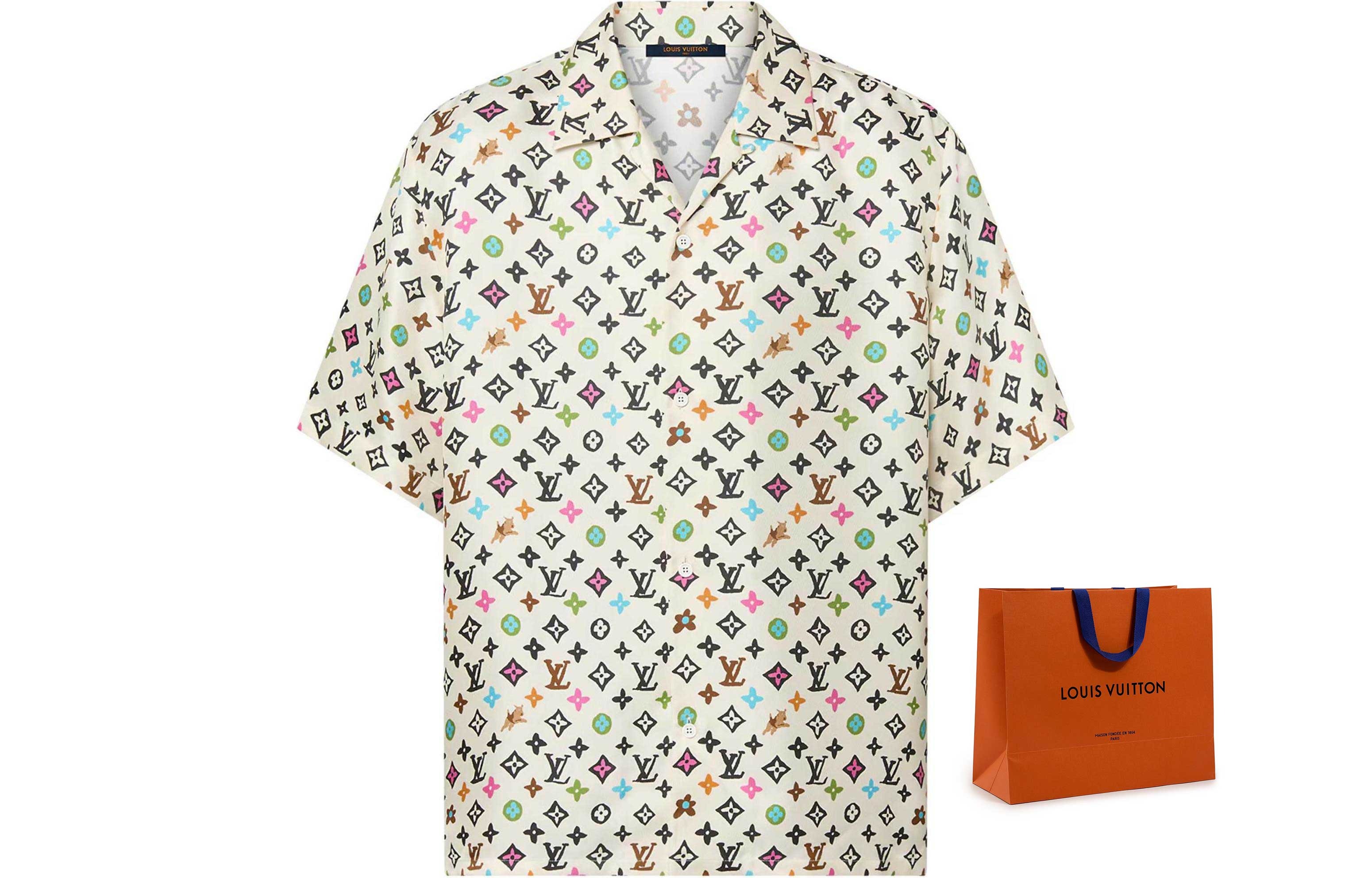 Shop 路易威登 x Tyler SS24 米色印花寬鬆短袖襯衫 男款. 1AFQ26