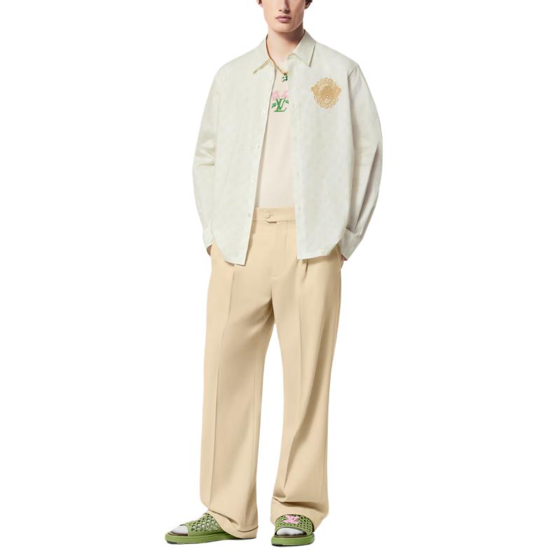 Shop 루이비통 x 타일러 SS24 패턴 프린트 화이트 긴팔 셔츠 에디션. 1AFPZW