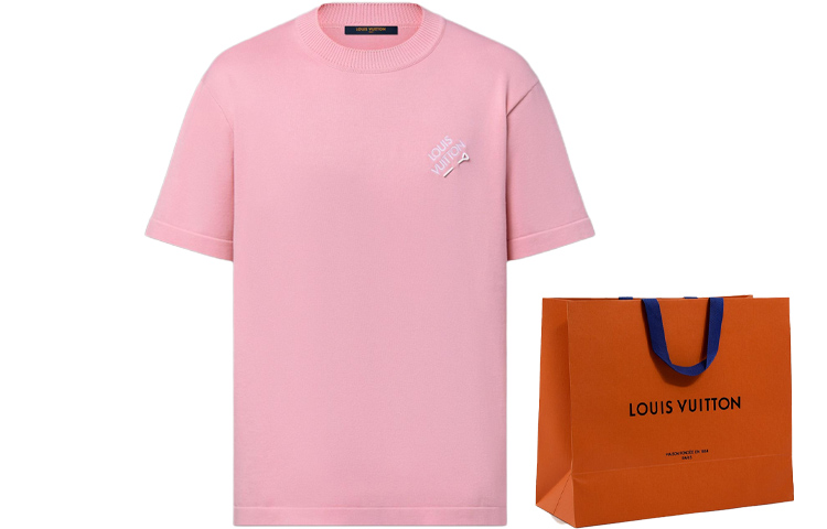 Lookbook LOUIS VUITTON x Tyler SS24 Logo T-Shirt Lelaki Merah Jambu Bersulam. 1AFPSP