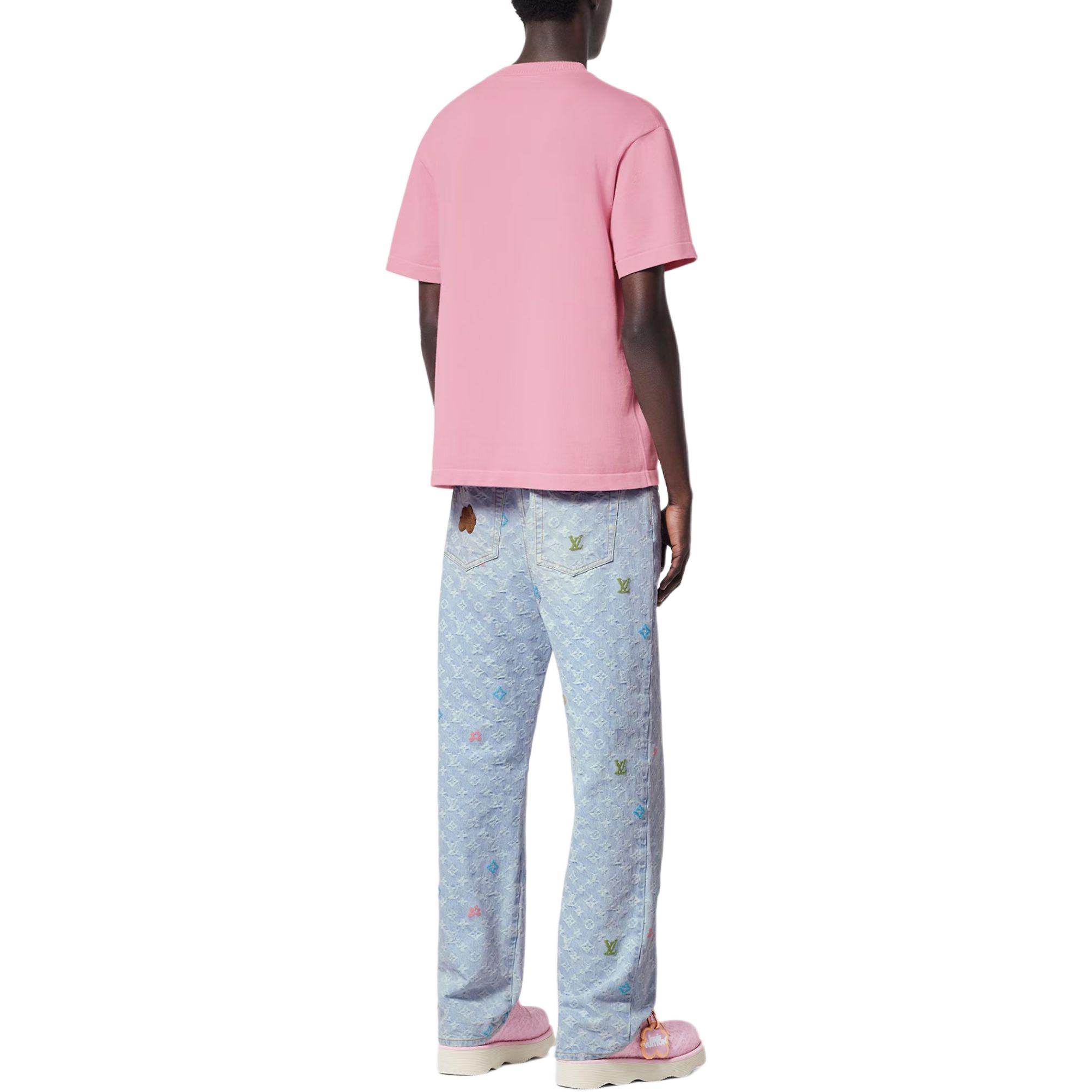 Purchase LOUIS VUITTON x Tyler SS24 Logo T-Shirt Lelaki Merah Jambu Bersulam. 1AFPSP