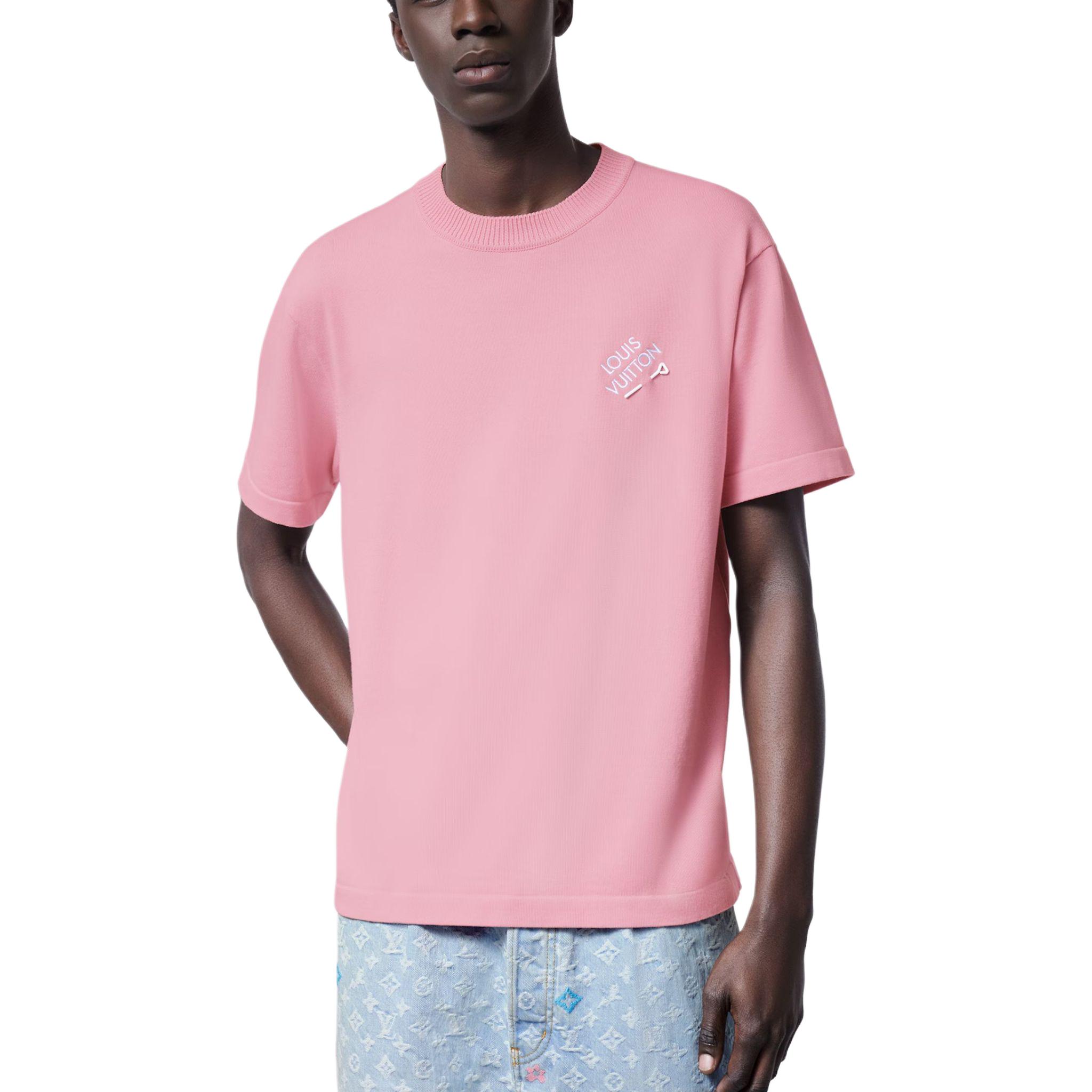 Details for LOUIS VUITTON x Tyler SS24 Logo T-Shirt Lelaki Merah Jambu Bersulam. 1AFPSP