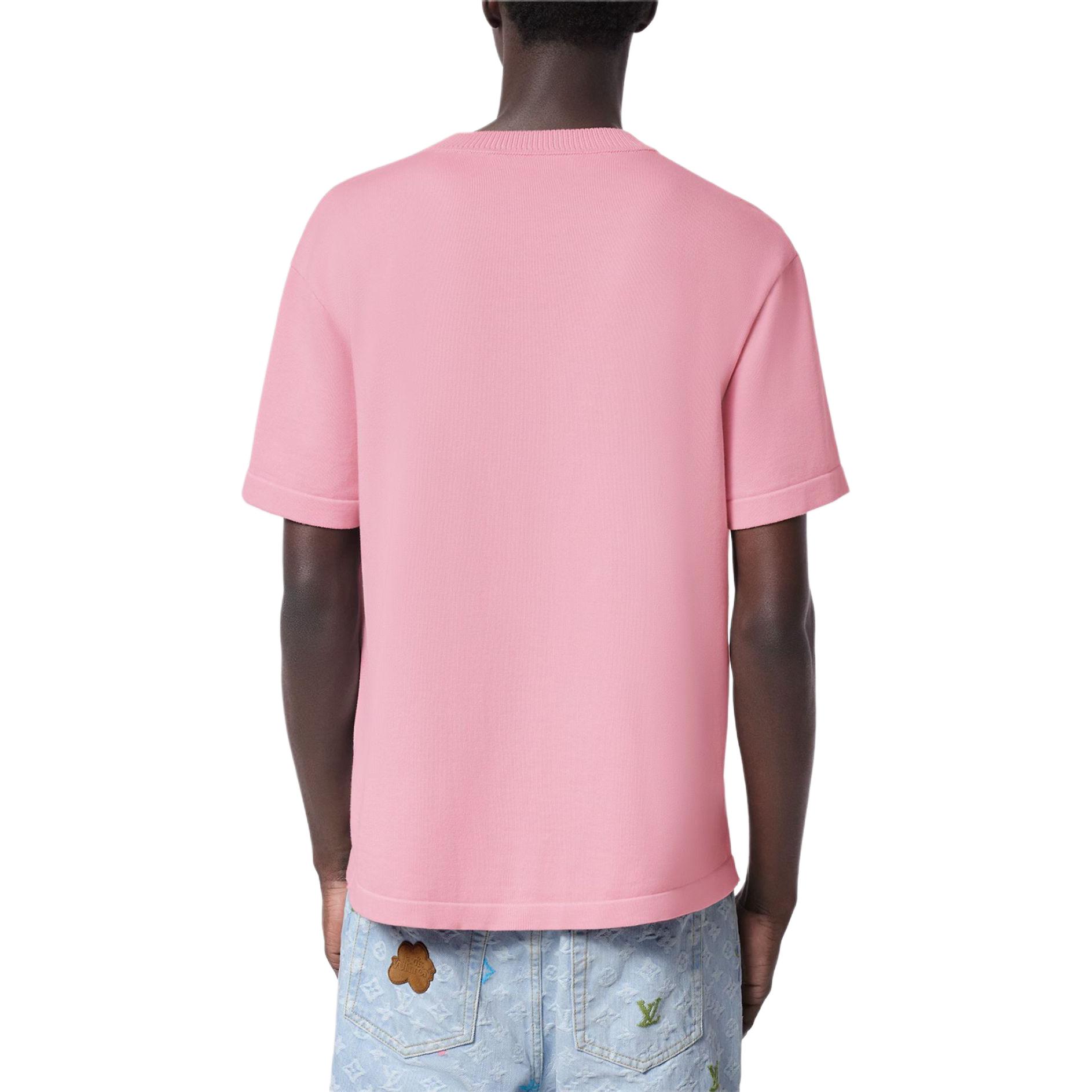 Sizing LOUIS VUITTON x Tyler SS24 Logo T-Shirt Lelaki Merah Jambu Bersulam. 1AFPSP