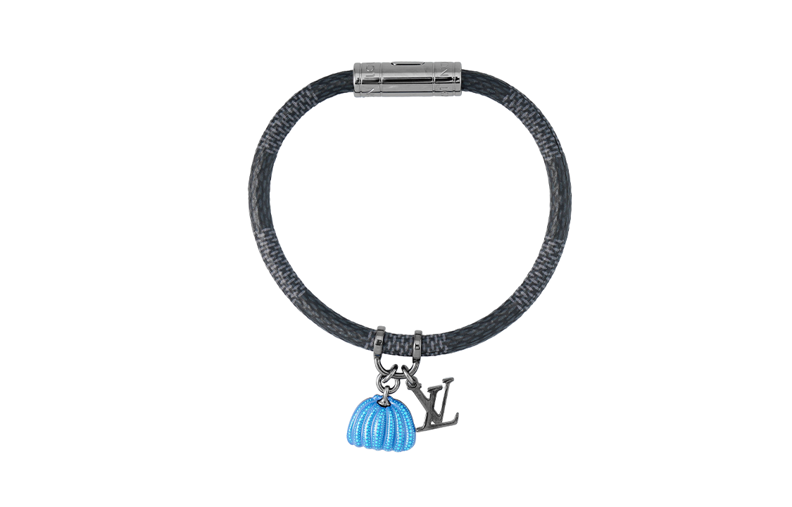 LOUIS VUITTON x Yayoi Kusama Collaboration Hang It Blue Canvas Metal Bracelet Men M8153