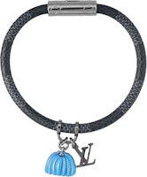 LOUIS VUITTON x Yayoi Kusama Collaboration Hang It Blue Canvas Metal Bracelet Men M8153 LOUIS VUITTON x Yayoi Kusama Collaboration Hang It Blue Canvas Metal Bracelet Men M8153