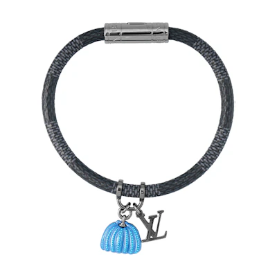 LOUIS VUITTON Yayoi Kusama Collaboration Hang It Blue Canvas Metal Bracelet Men M8153