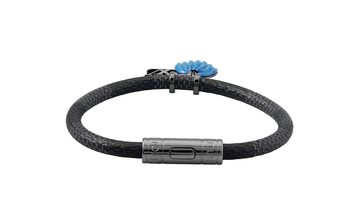 Shop LOUIS VUITTON x Yayoi Kusama Gelang Lelaki Kanvas Biru Metal Kolaborasi. M8153