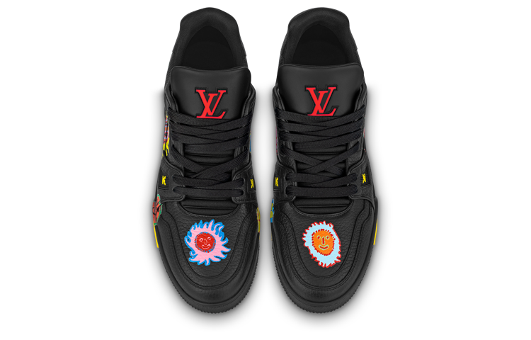 Lookbook 草間彌生/Yayoi Kusama x LOUIS VUITTON Trainer 低幫 繫帶 時尚板鞋 男女同款 黑色