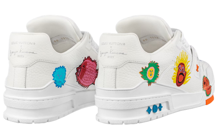 Lookbook 草間彌生/Yayoi Kusama x LOUIS VUITTON 運動鞋 低筒 繫帶 時尚板鞋 男女款白色