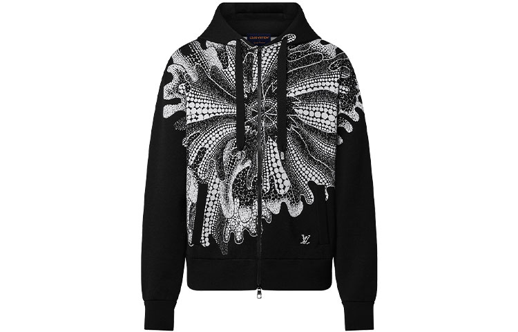 Louis Vuitton Yayoi Kusama SS23 Black Hoodie with Psychedelic Flowers 1AB6HU