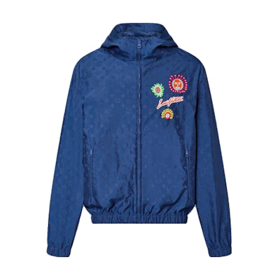 LOUIS VUITTON Yayoi Kusama SS23 Blue Embroidered Windbreaker for Men. 1AB7MP