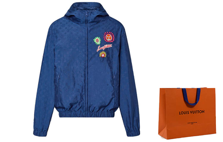 Cheap 路易威登 x 草间弥生 2023春夏男士蓝色刺绣防风夹克 1AB7MP