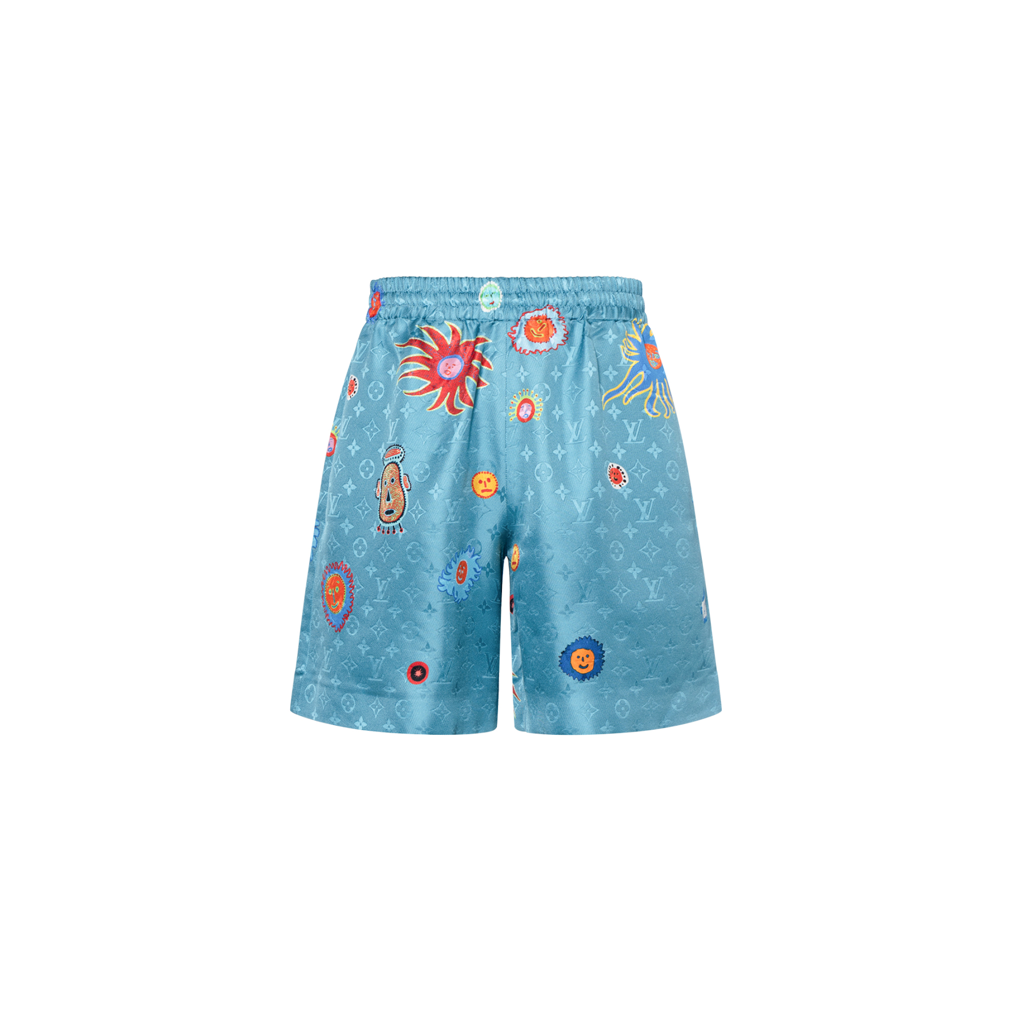 LOUIS VUITTON x Yayoi Kusama SS23 Blue Jacquard Cartoon Relaxed Shorts Men. 1AB487