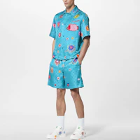 Lookbook ルイヴィトン x 草間彌生 2023SS ブルージャガードカートーンリラックスショーツ メンズ. 1AB487