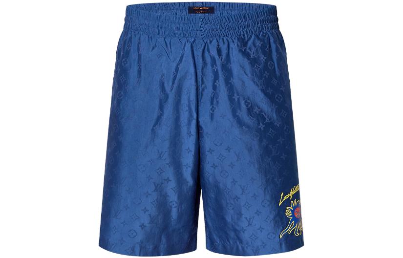 LOUIS VUITTON x Yayoi Kusama SS23 Blue Monogram Print Straight Beach Shorts Mens. 1AB79T