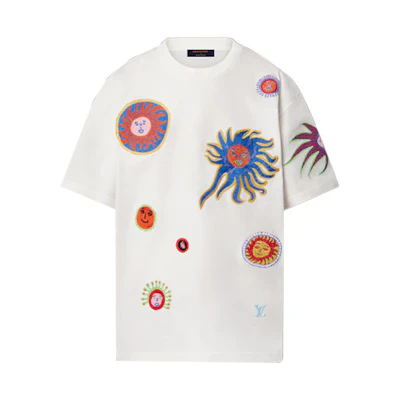 LOUIS VUITTON Yayoi Kusama SS23 Cartoon Face Embroidered Tee White Mens 1AB6OX