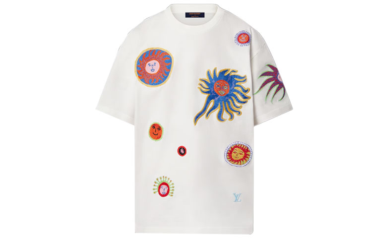 LOUIS VUITTON Yayoi Kusama SS23 Cartoon Face Embroidered Tee White Mens 1AB6OX 圖 2
