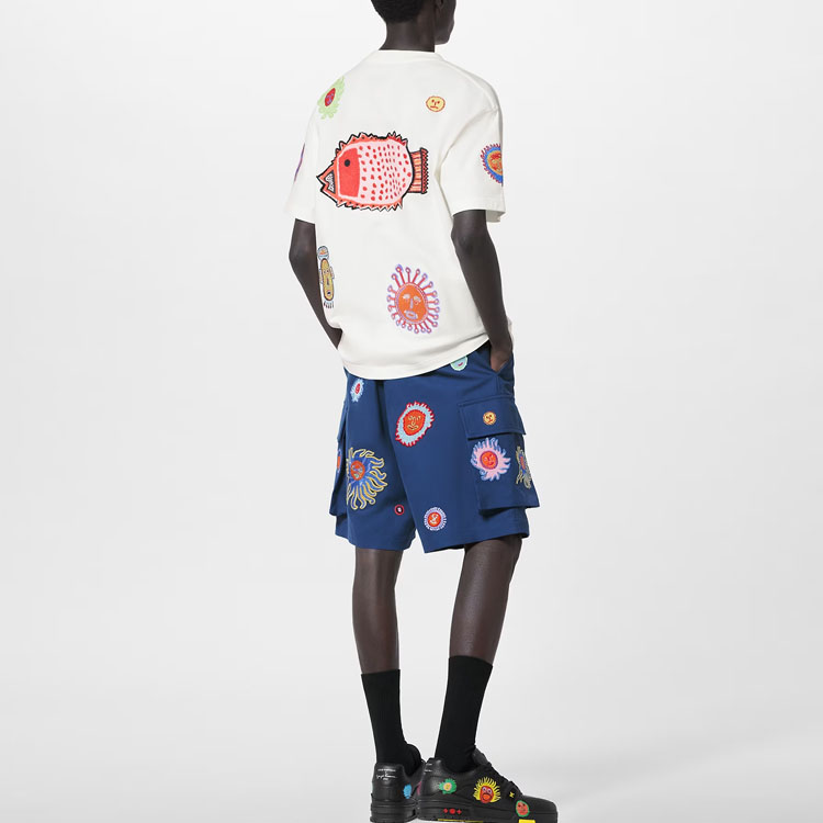 LOUIS VUITTON Yayoi Kusama SS23 Cartoon Face Embroidered Tee White Mens 1AB6OX 圖 4