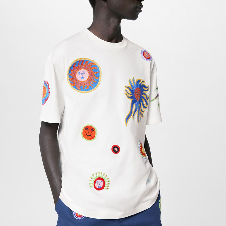 LOUIS VUITTON Yayoi Kusama SS23 Cartoon Face Embroidered Tee White Mens 1AB6OX 圖 5