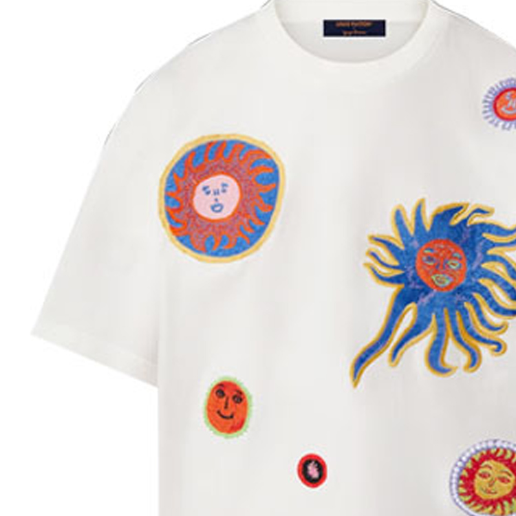 LOUIS VUITTON Yayoi Kusama SS23 Cartoon Face Embroidered Tee White Mens 1AB6OX 圖 6