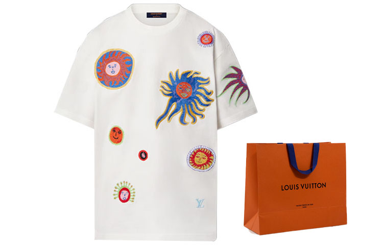LOUIS VUITTON Yayoi Kusama SS23 Cartoon Face Embroidered Tee White Mens 1AB6OX 圖 7