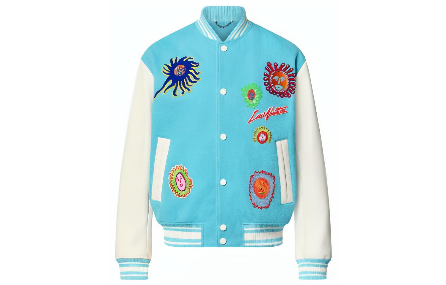 Louis Vuitton Yayoi Kusama SS23 Face Embroidery Baseball Jacket Blue Mens. 1AB8HA