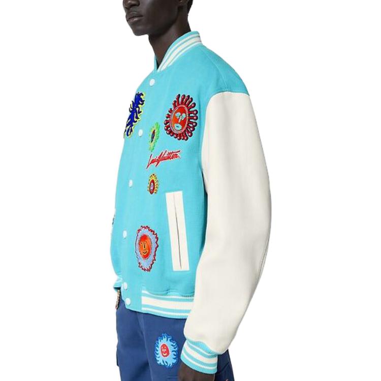 Louis Vuitton Yayoi Kusama SS23 Face Embroidery Baseball Jacket Blue Mens. 1AB8HA 圖 6