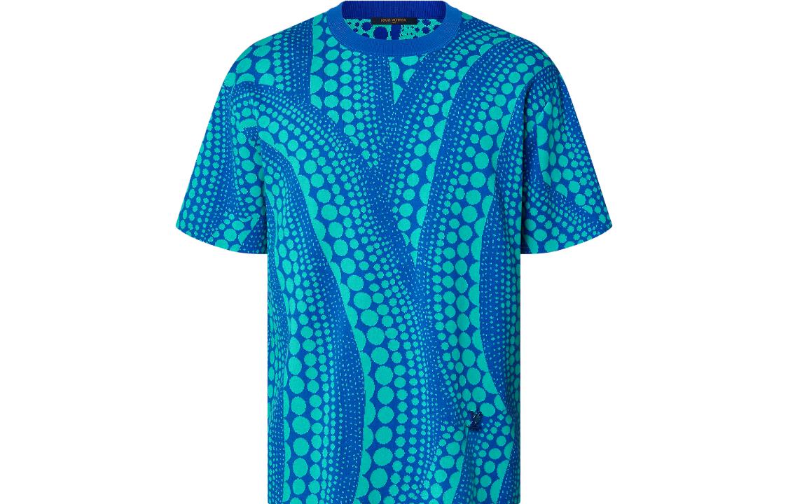 Order LOUIS VUITTON x Yayoi Kusama SS23 Kaos Logo Wajah Bordir Biru. 1AB6P6