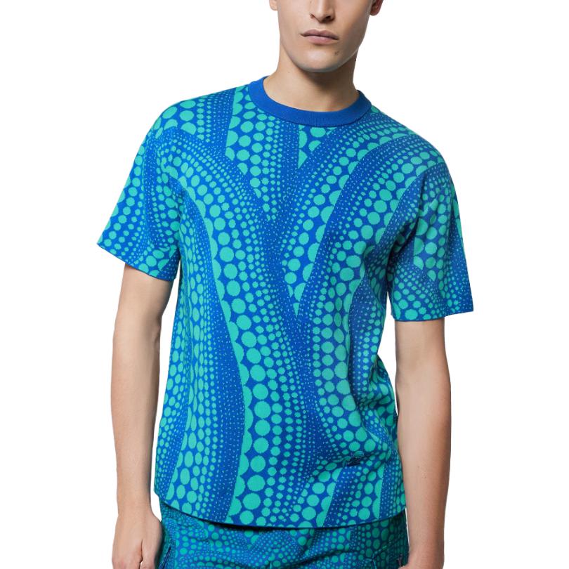 Purchase LOUIS VUITTON x Yayoi Kusama SS23 Kaos Logo Wajah Bordir Biru. 1AB6P6