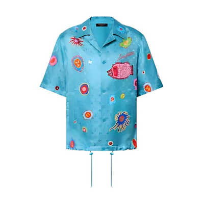 LOUIS VUITTON Yayoi Kusama SS23 Face Print Blue Short Sleeve Shirt Mens. 1AB7IK
