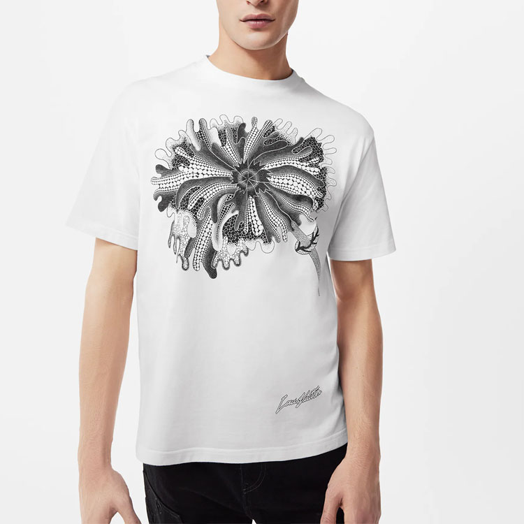 Shop LOUIS VUITTON x 草間彌生 SS23 圖案花卉白色短袖 休閒T恤 1AB6IJ