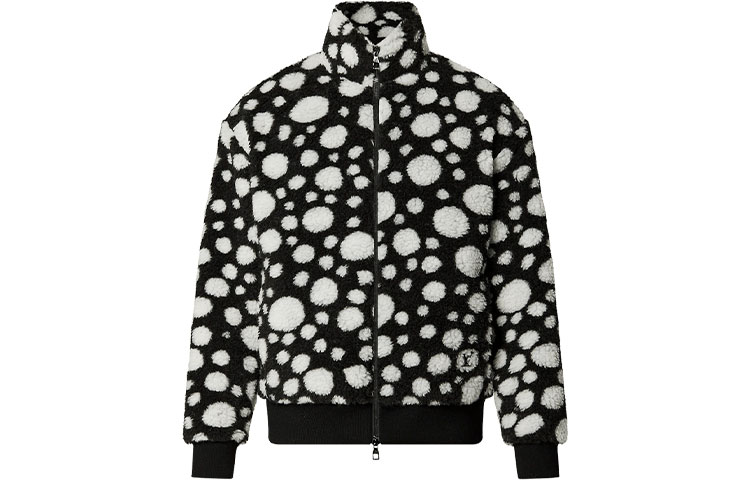 LOUIS VUITTON x Yayoi Kusama SS23 Polka Dot Fleece Zip Jacket Black Mens. 1AB6HE