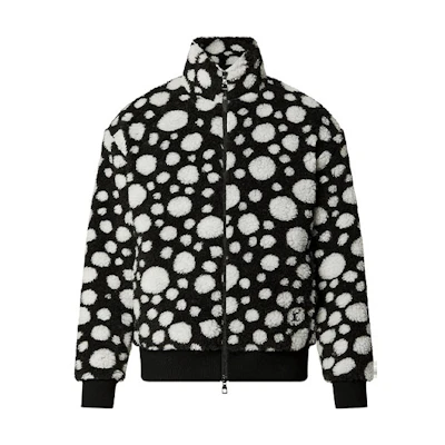 LOUIS VUITTON Yayoi Kusama SS23 Polka Dot Fleece Zip Jacket Black Mens. 1AB6HE